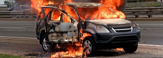 burning car, gardiner exp,